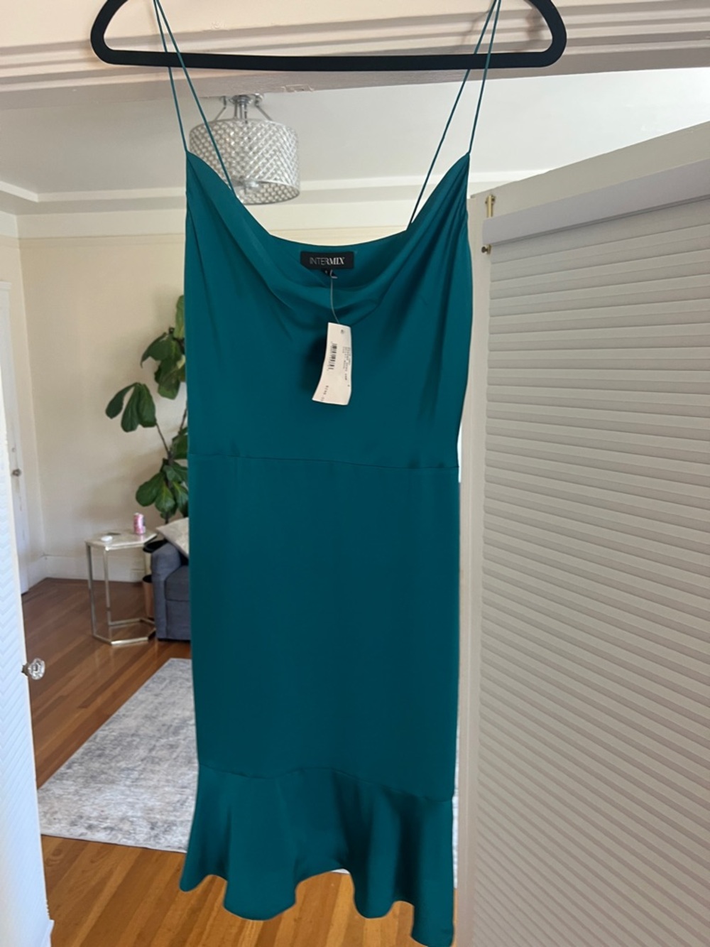 Intermix Teal Spaghetti-Strap Slip Dress